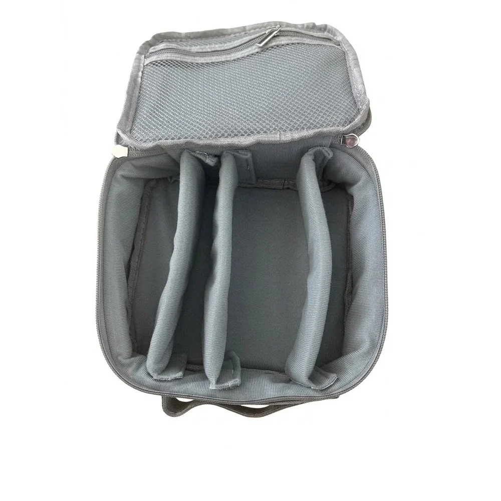 Grey Padded Electronics Travel Organizer Bag with Adjustable Dividers